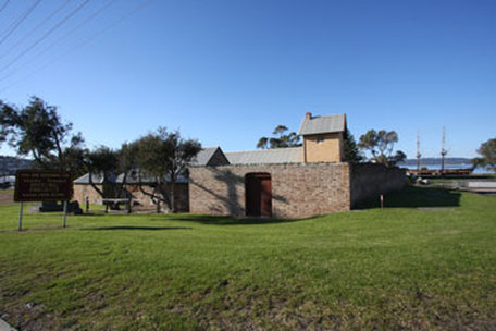 Old Gaol with later extensions, and Amity replica - Albany foreshore